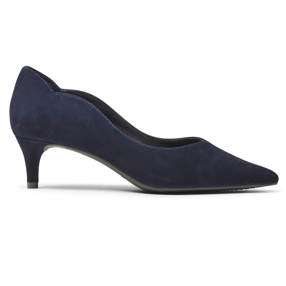 Sapatos De Salto Rockport Mulher Azul Marinho - Total Motion Noelle Scalloped-Back - 58309MZRD